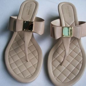 Cole Haan bow low wedge heel sandals